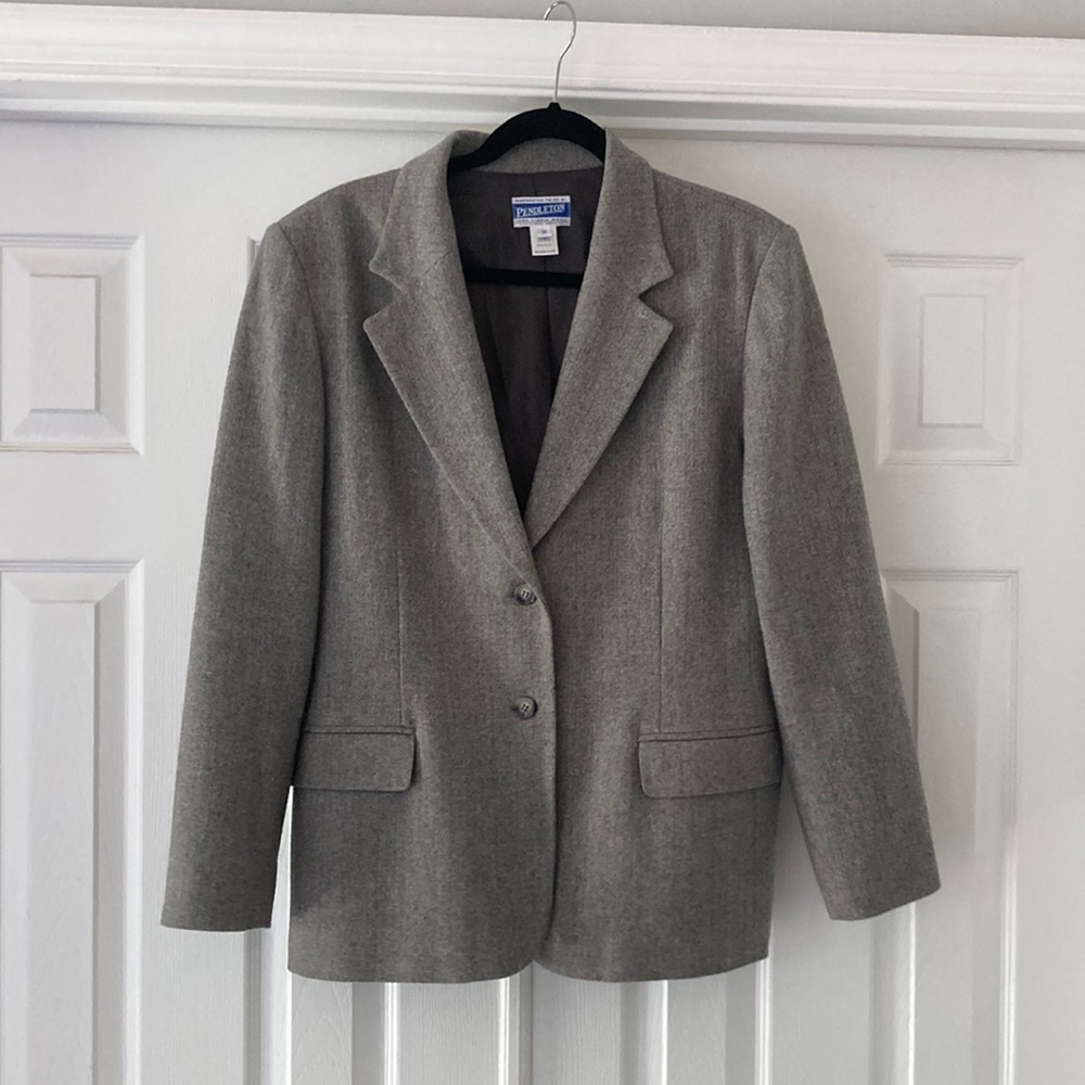 Classic Pendleton Gray Wool Blazer - Euc - image 1